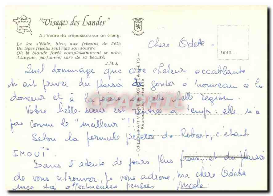 CPM Visages des Bandes a l'heure du crepuscule sur un etang — Rückseite