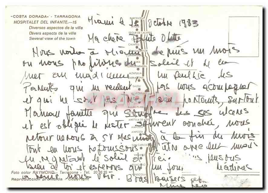 CPM Costa Dorada Tarragona Hospitalet del Infante divers aspects de la ville — Rückseite