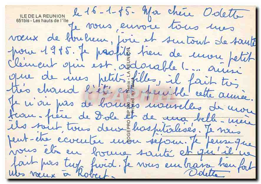 CPM Ile de la Reunion les hauts de l'ile — Rückseite