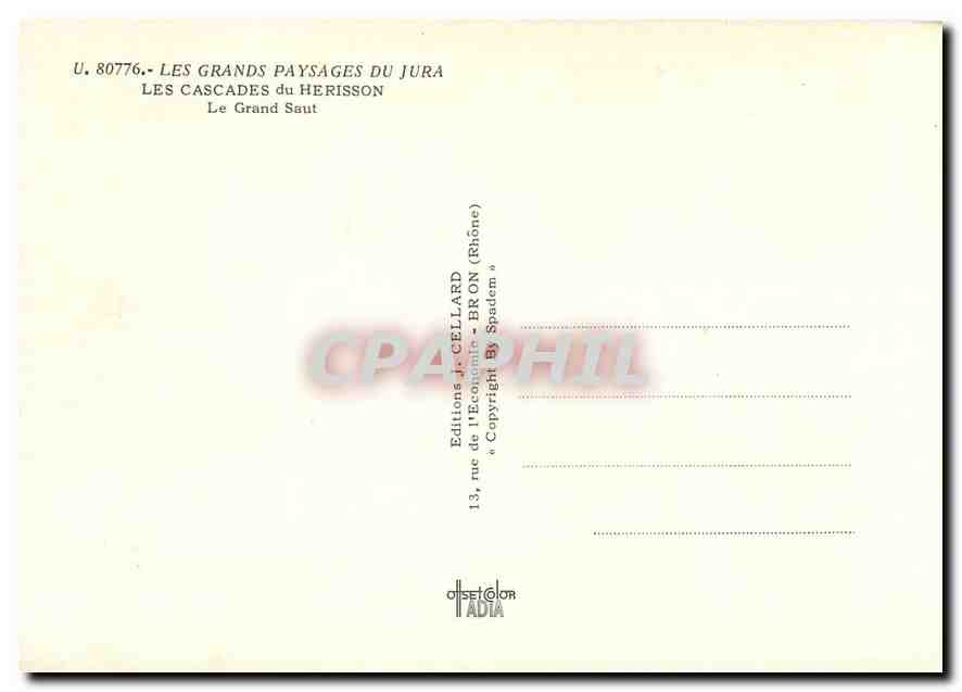 CPM Les Grands Paysages du Jura les Cascades du HSerisson le Grand Saut — Rückseite
