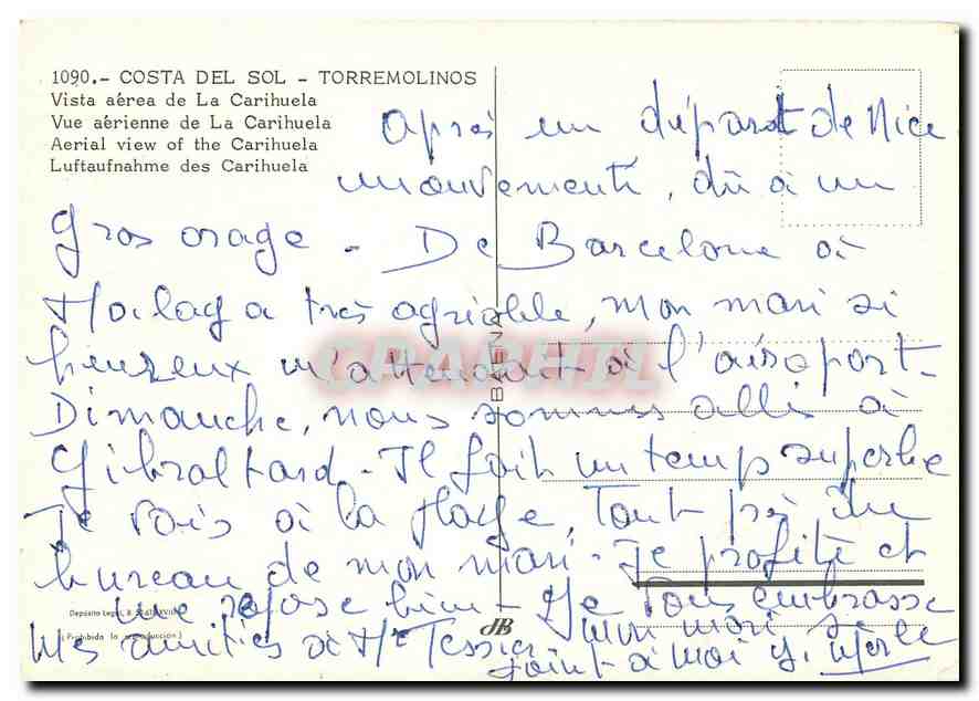 CPM Costa del sol Torremolonos Vue aerienne de la Carihuel — Rückseite