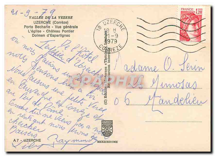 CPM Vallee de la Vezere Uzerche (Correze) Porte Becharie Vue generale L'eglise Chateau Pontier — Rückseite
