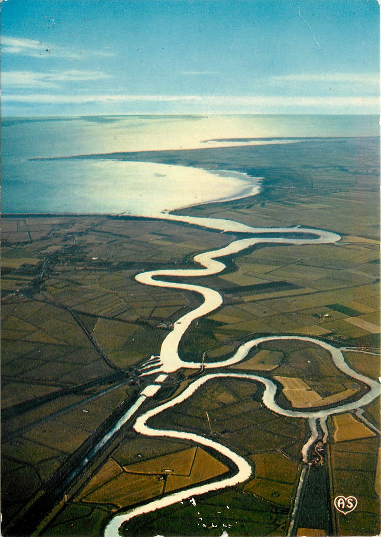 CPM L'Aiguillon sur Mer (Vendee) Les Meandres de la Sevre Niortaise au Pont du Broud au fond baie de