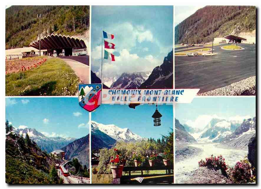 CPM Chamonix Mont Blanc L'Entree du Tunnel le Massif du Mont Blanc et la Mer de glace