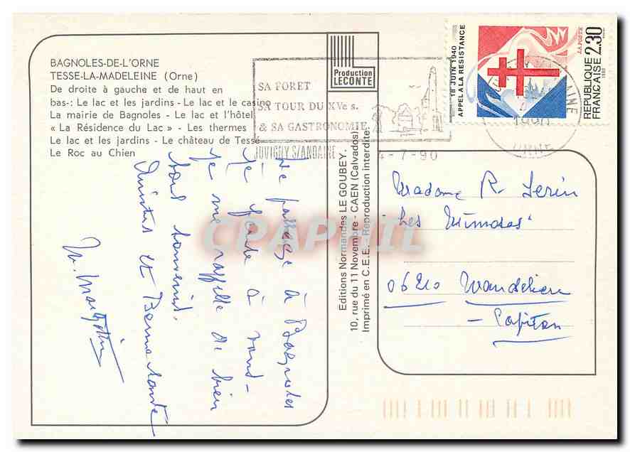 CPM Bagnoles de l'Orne Tesse la Madeleine (Orne) — Rückseite