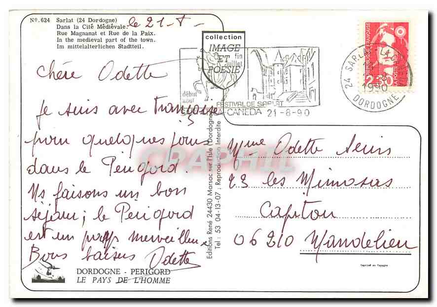 CPM Sarlat (Dordogne) Dans la Cite Mediavale — Back