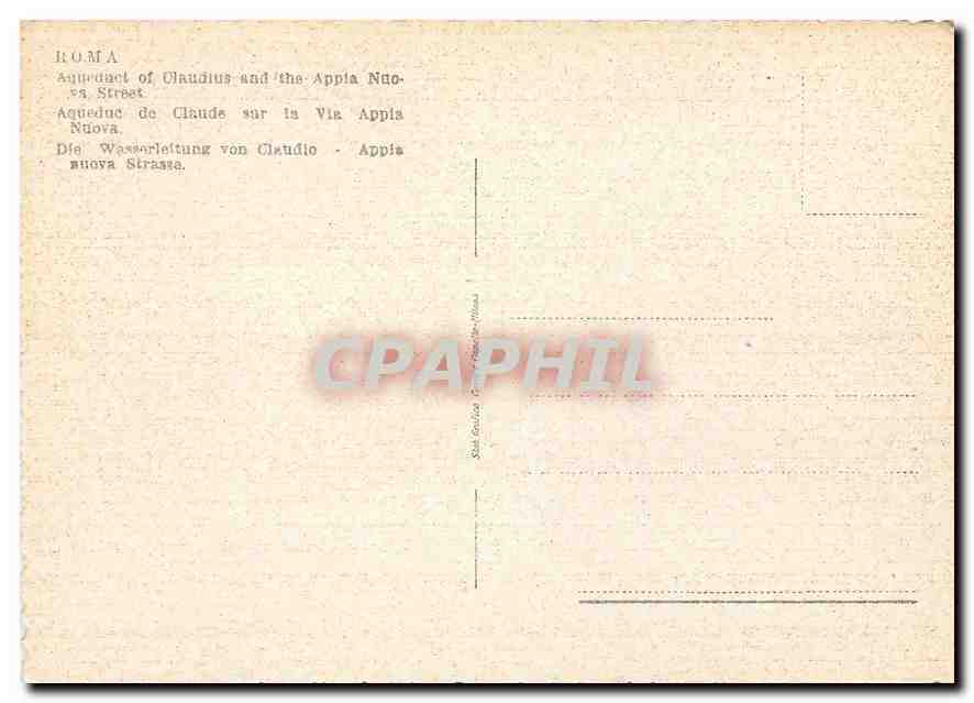 CPM Roma Aquedact of Gladuis and the Appia Nuo Street — Rückseite