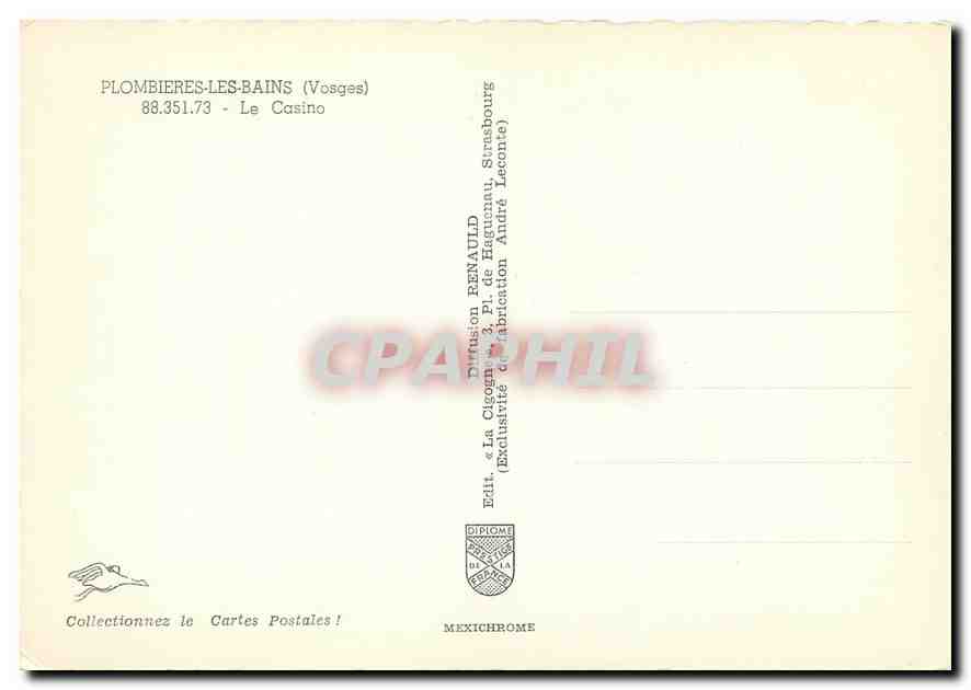 CPM Plombieres les Bains (Vosges) Le Casino — Rückseite
