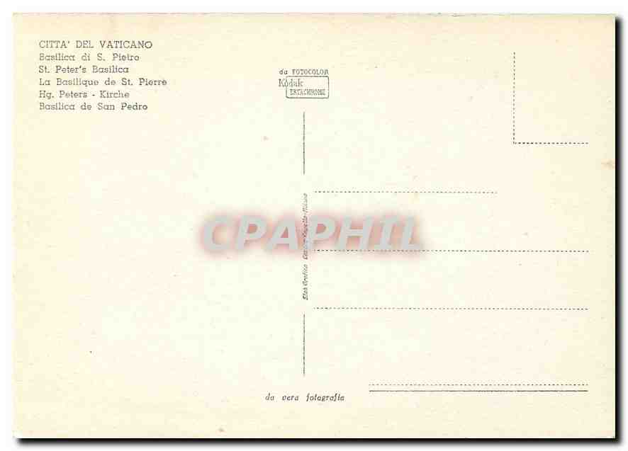 CPM Citta Del Vaticano La Basilique de St Pierre — Rückseite
