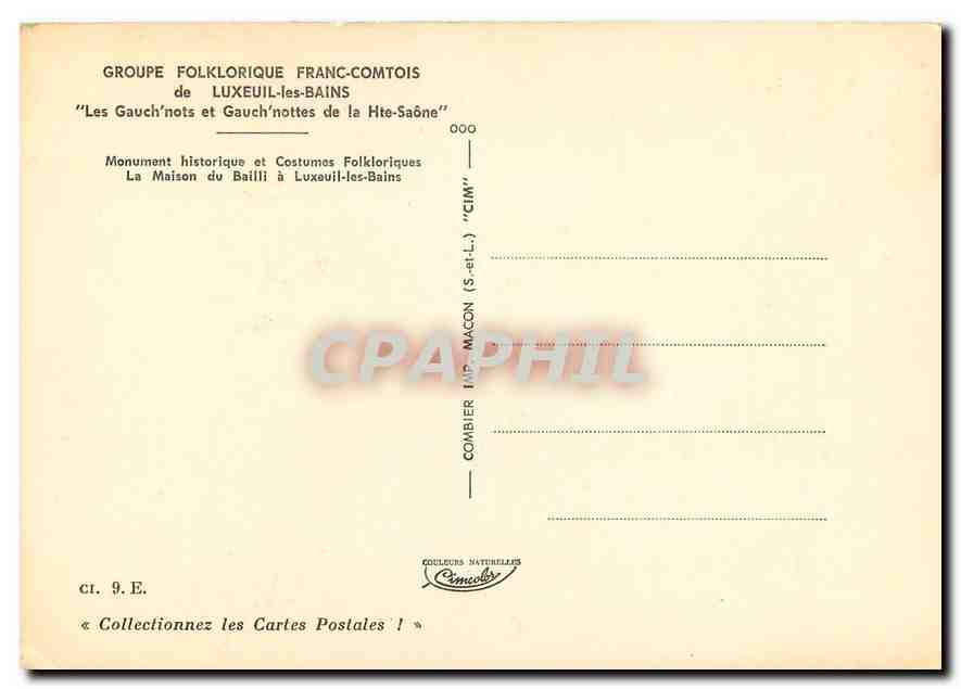 CPM Groupe Folklorique Franc Comtois de Luxeuil les Bains Folklore — Verso