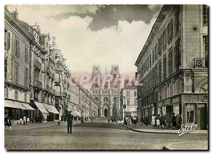 CPM Orleans La Rue Jeanne d'Arc et la Cathedrale Police Policier