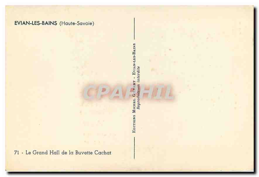 Evian-les-Bains — Le Grand Hall de la Buvette Cachat — Éditions Michel Gallet — Verso