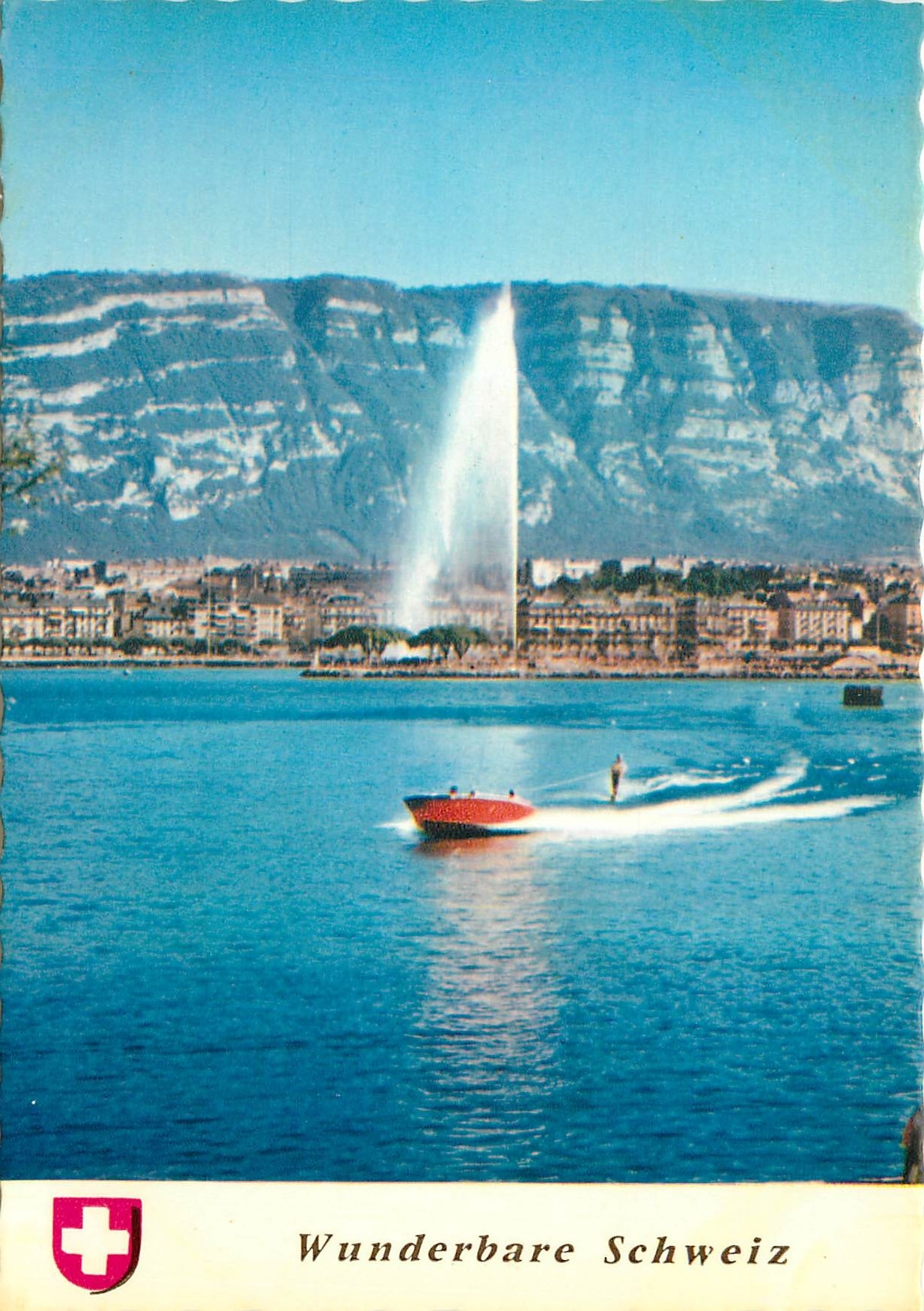 CPM Geneve la Rade et le Jet d'eau (120m) Ski nautique