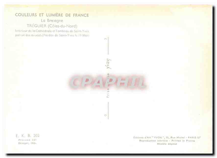 CPM Couleurs et Lumiere de France La Bretagne Treguier (Cotes du Nord) — Back