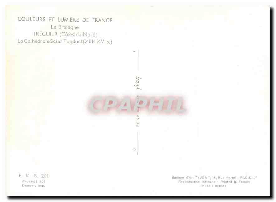 CPM Couleurs et Lumiere de France La Bretagne Treguiet (Cotes du Nord) la Cathedrale Saint Tugdual ( — Verso