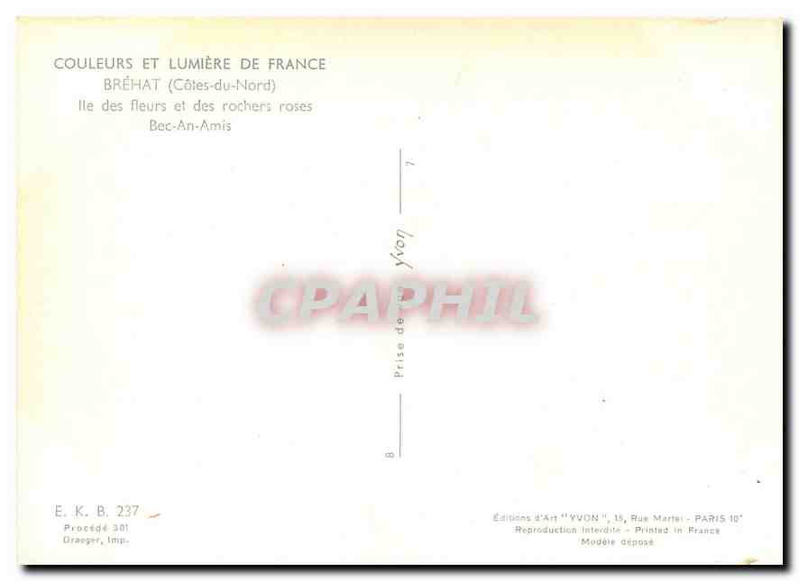 Bec-An-Amis — Island of flowers and pink rocks — Éditions d'Art YVON — Back