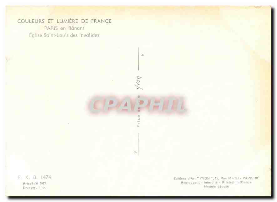 CPM Couleurs et Lumiere de France Paris en Flanant Eglise Saint Louis des Invalides  — Rückseite