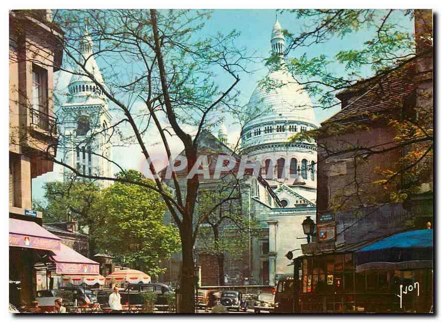 CPM Couleurs et Lumiere de France Paris la Basilique du Sacre Coeur et la Place du Tertre