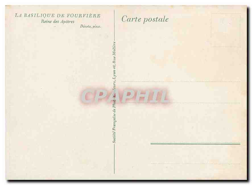 CPM La Basilique de Fourviere Reine des Apotres — Rückseite