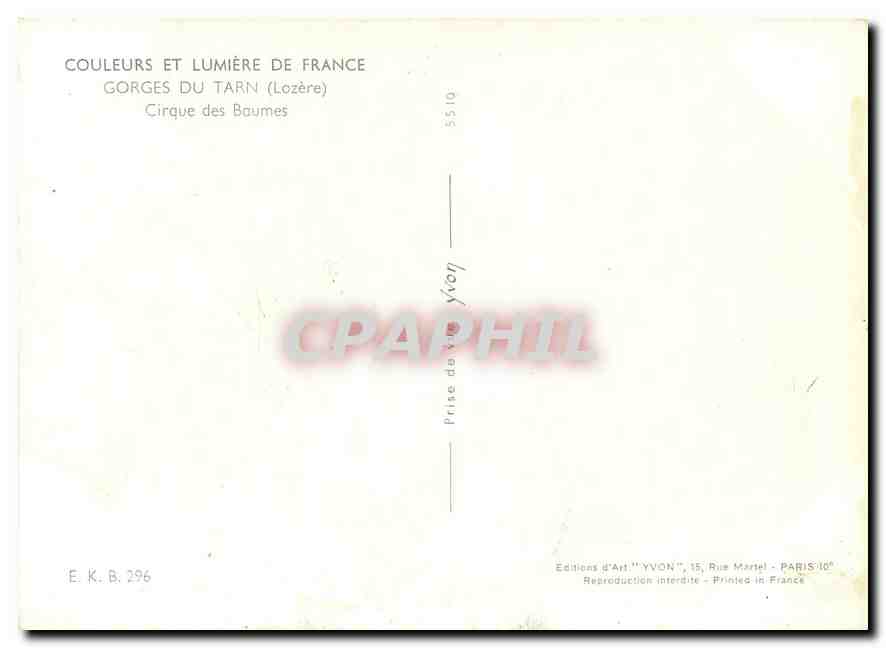 CPM Couleurs et Lumiere de France Gorges du Tarn (Lozere) Cirque des Baumes — Rückseite