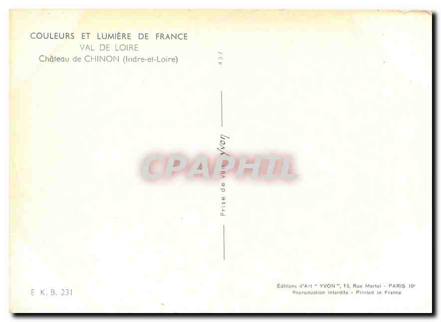 CPM Couleurs et Lumiere de France Val de Loire Chatesau de Chinon (Indre et Loire) — Rückseite