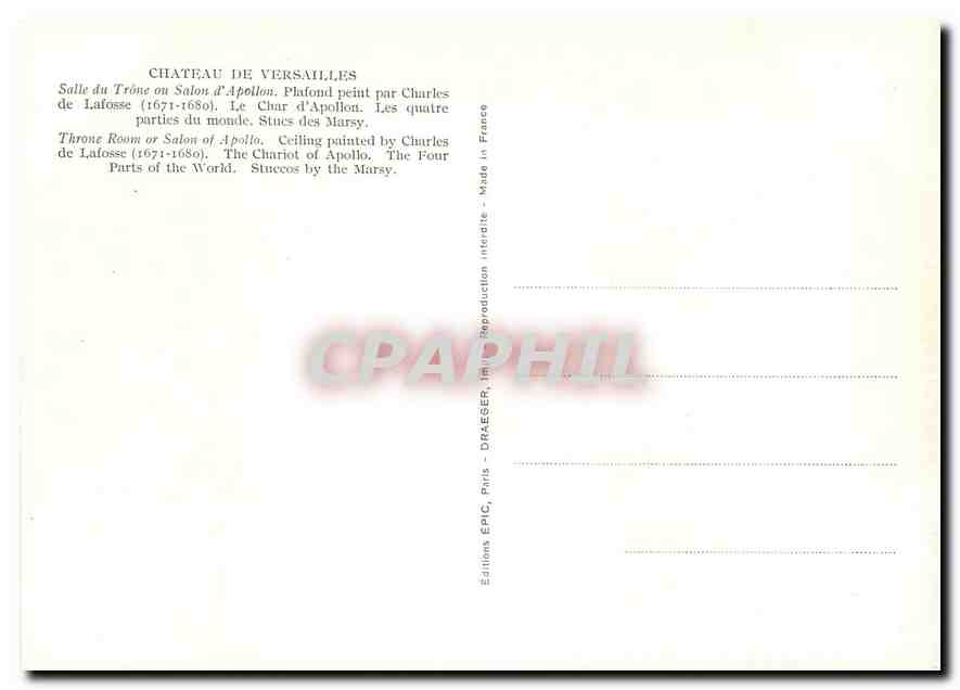 CPM Chateau de Versailles Salle du Trone ou Saon d'Apollon — Back