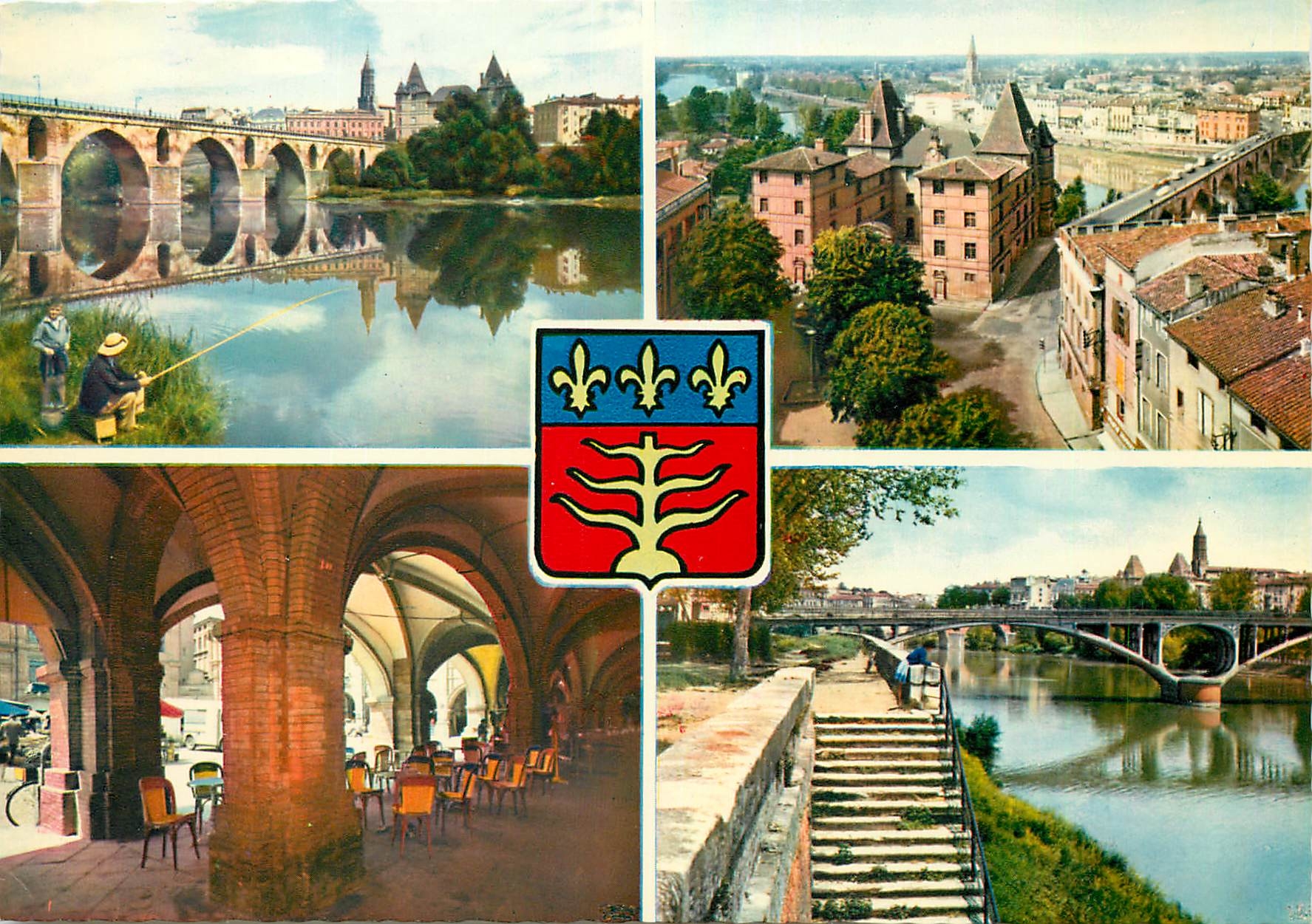CPM Montauban (Tarn Garonne) Le Vieux Pont (14 es) Panorama sur le Tarn Les Arcades (17es) le Pont N