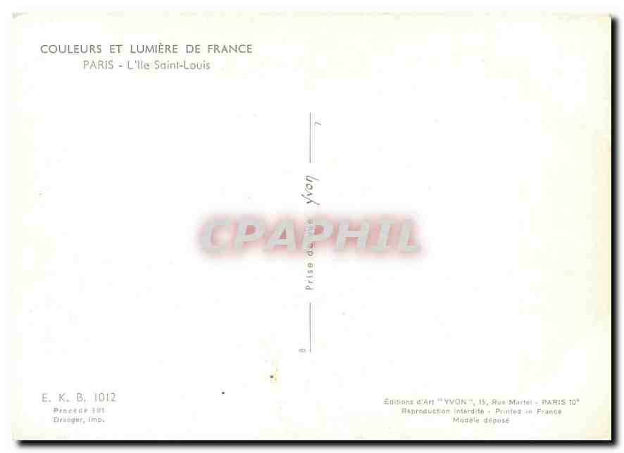 CPM Couleurs et Lumiere de France Paris L'Ile Saint Louis Bateau Peniche — Rückseite