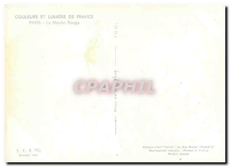 CPM Couleurs et Lumiere de France Paris Le Moulin Rouge — Rückseite