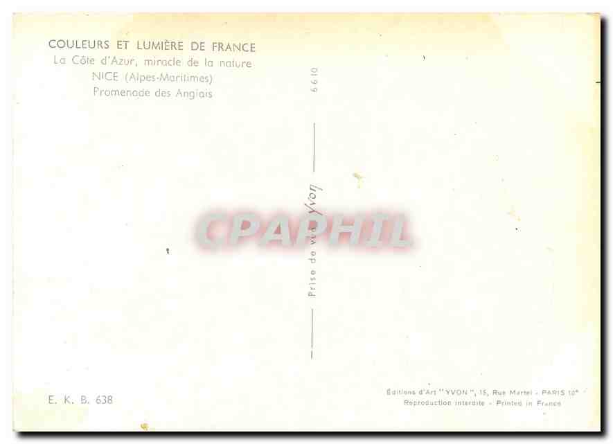 CPM Couleurs et Lumliere de France La Cote d'Azu Miracle de la nature Nice (Alpes Maritimes) Promena — Rückseite