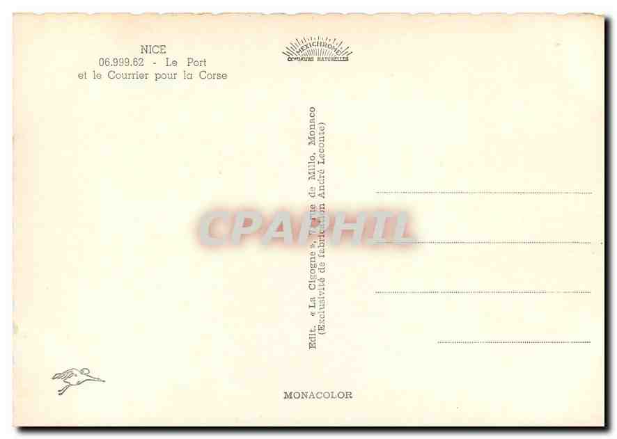 CPM Nice Le Port et le Courrier pour la Corse Bateau — Rückseite