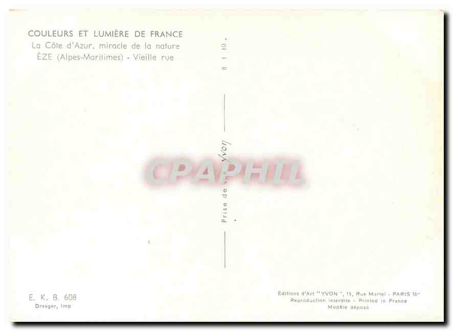 CPM Couleurs et Lumliere de France La Cote d'Azur Miracle de la Nature Eze (Alpes Mmes) Vieille Rue — Rückseite