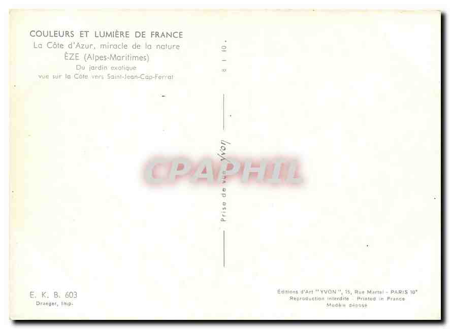 CPM Couleurs et Lumliere de France La Cote d'Azur Miracle de la Nature Eze (A Mmes) Du jardin Exotiq — Rückseite
