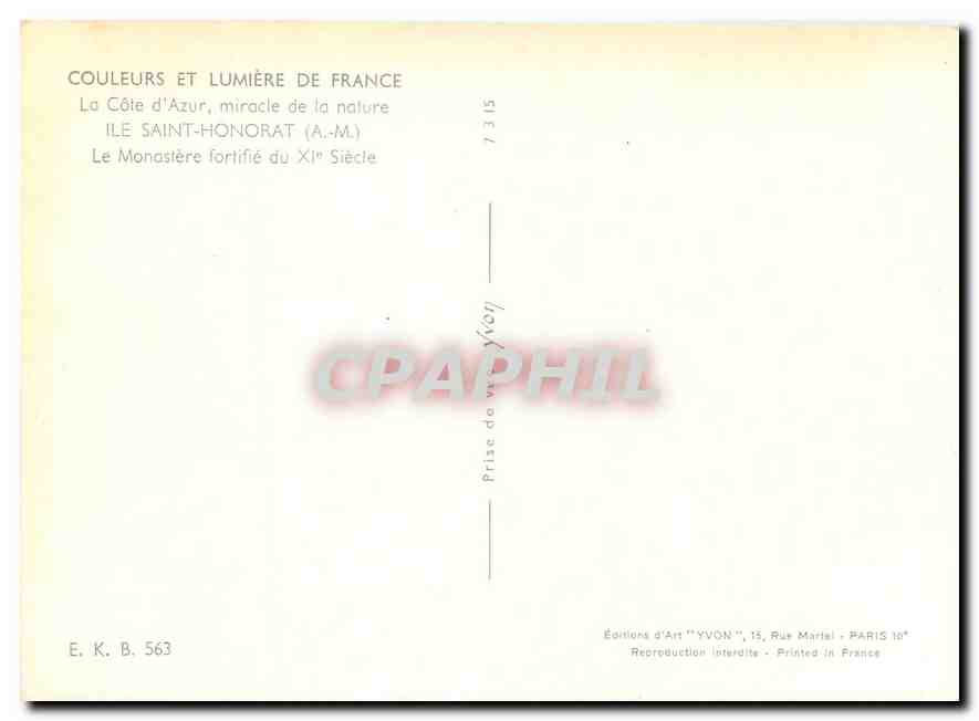 CPM Couleurs et Lumliere de France La Cote d'Azur Miracle de la Nature Ile Saint Honorat (A M) Le Mo — Rückseite