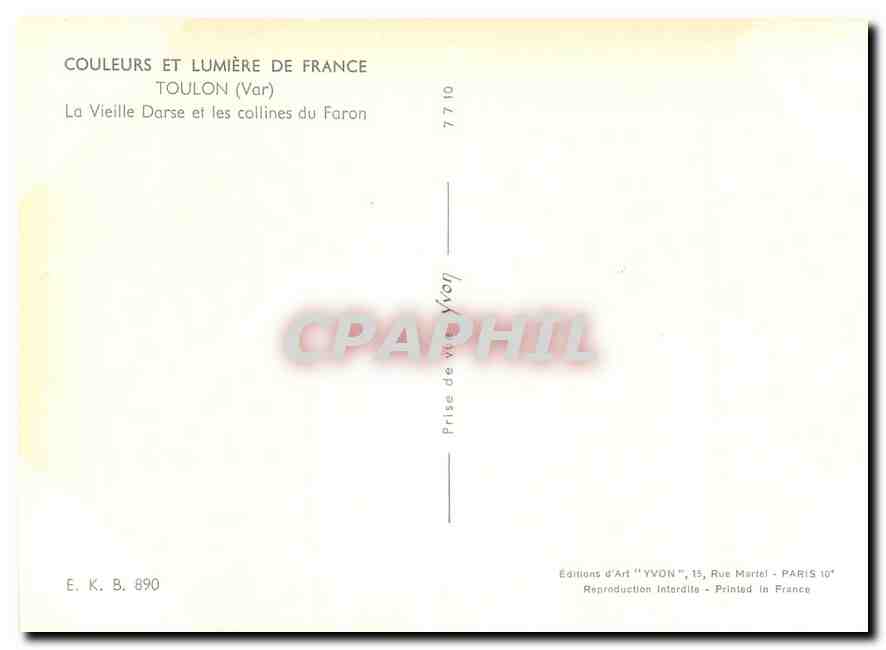CPM Couleurs et Lumliere de France Toulon (Var) La Vieille Darse et les Collines du Faron — Verso