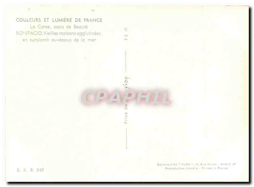 CPM Couleurs et Lumliere de France La Corse oasis de Beaute Bonifacoi Veilles Maison agglutinees en  — Rückseite