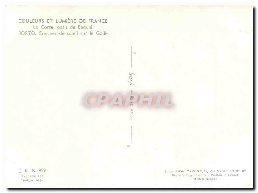CPM Couleurs et Lumliere de France La Corse oasis de Beaute Porto coucher de soleil sur le Golfe — Rückseite