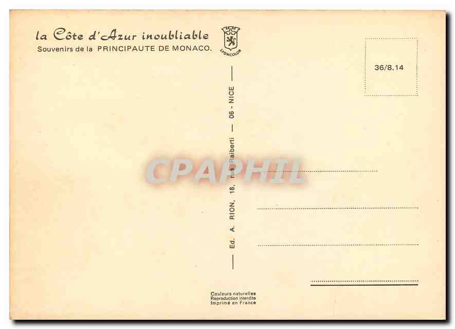 CPM La Cote d'Azur inoubliable Souvenir de la Principaute de Monaco Soldats Militaria — Rückseite