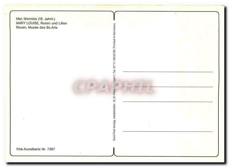 CPM Mac Monnies Mary Louise Rosen Rouen Musee des BX Arts — Rückseite