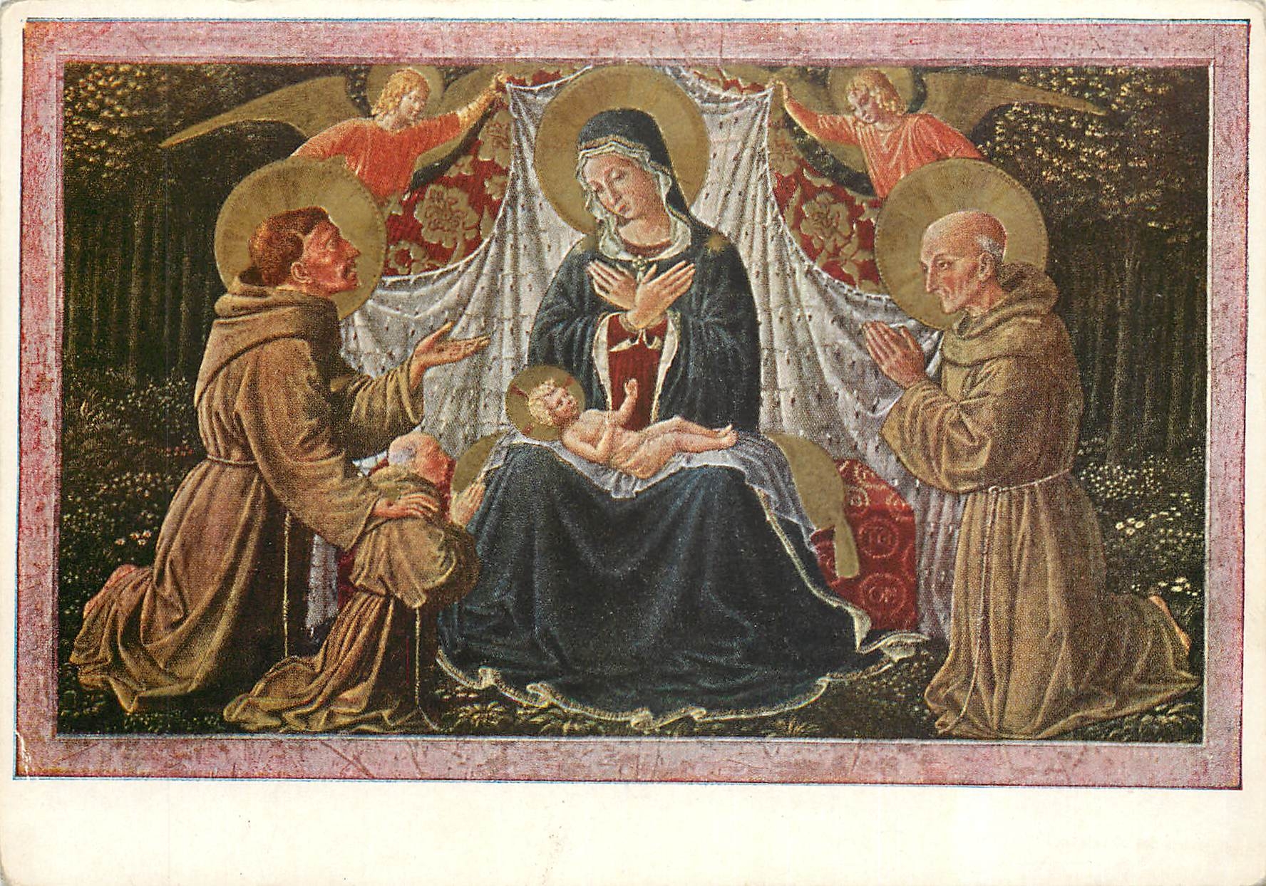 CPM Benozzo Gozzoli (1420 1497) La Vierge et l'Enfant jesus et plusieurs Saints