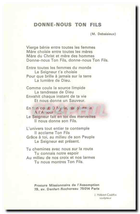 CPM Donne nous ton Fils (M Denaisieuux) — Rückseite