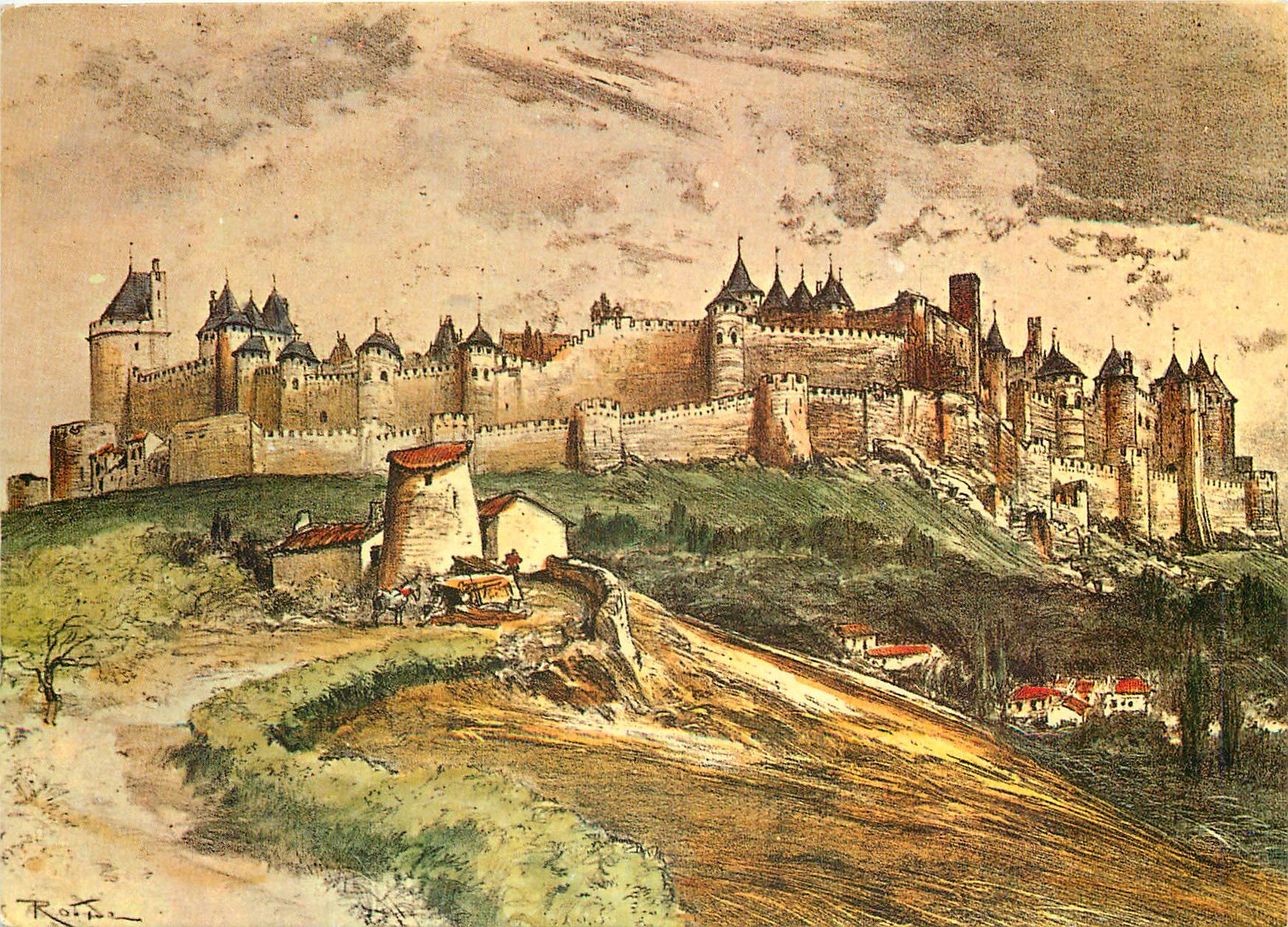 CPM Languedoc du Temps Jadis Vue generale de la cite de Carcassonne