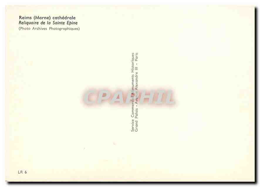 CPM Reims (Marne) cathedrale Reliquaire de la Sainte Epine — Verso