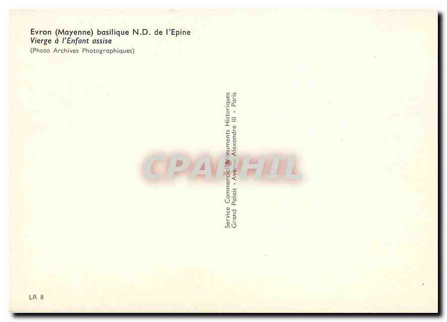 CPM Evron (Mayenne) Basilique N D de l'Epine Vierge de l'Enfant assise — Rückseite