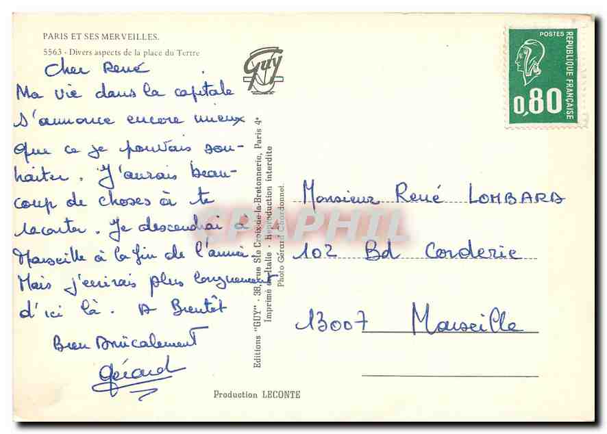 CPM Paris et ses Merveilles Divers aspect de la Place du Tertre — Rückseite