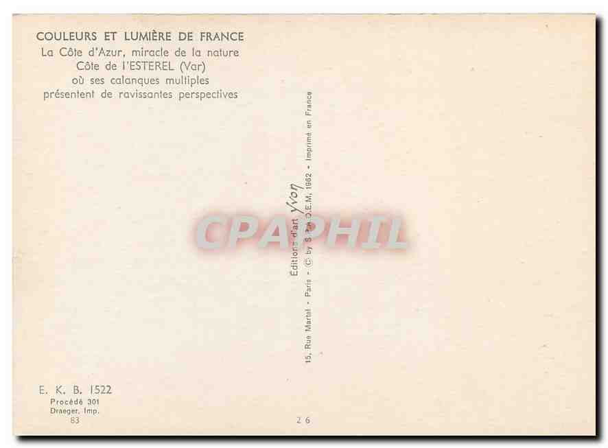 CPM Couleurs et Lumiere de France La Cote d'Azur miracle de la nature ouses calanques multiples pres — Verso