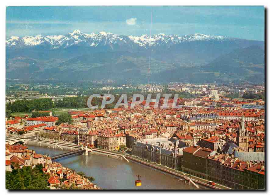CPM Les Alpes en couleurs naturelles Grenoble vue generale et chaine de belledonne