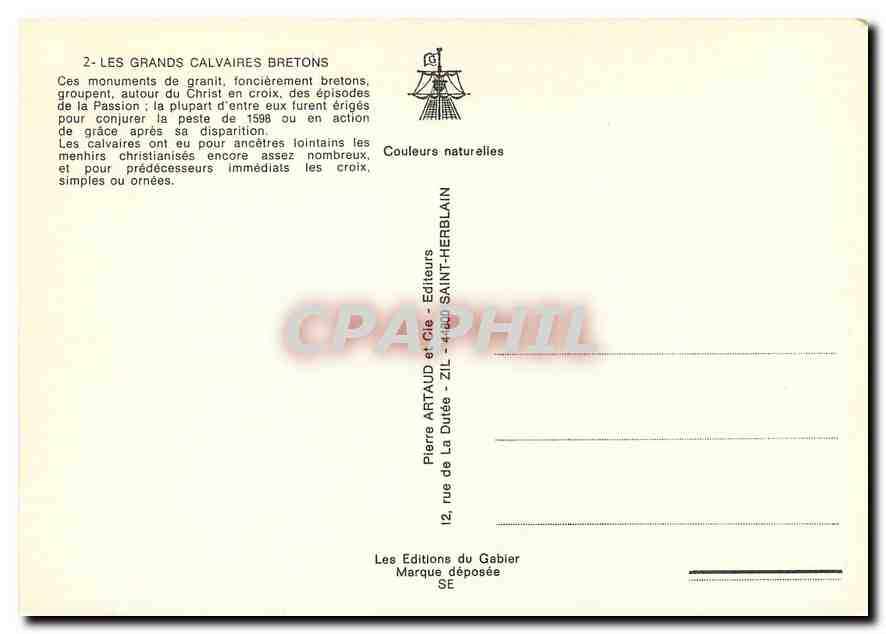 CPM Les Grands Calvaires Bretons Saint Thegonnec Plougastel Guimiliau Pleyben Lampaul Comfort — Back