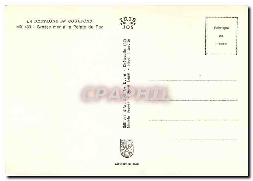 CPM La Bretagne en Couelurs Grosses mer a la Pointe du Raz — Verso