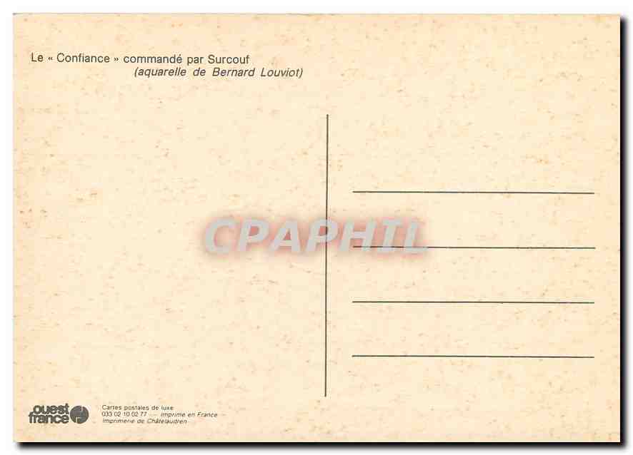 CPM La Confiance Commande par Surcouf (aquarelle de Bernad Louviot) Bateau — Back